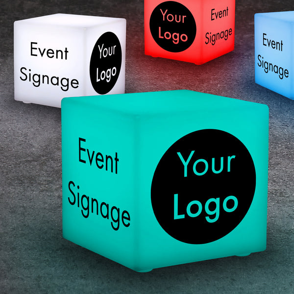 Branded Centerpieces for Conferences, Custom Light Boxes with Logo, Table Signs for Awards Night, Corporate Event Branding Idea, LED Glow Cube