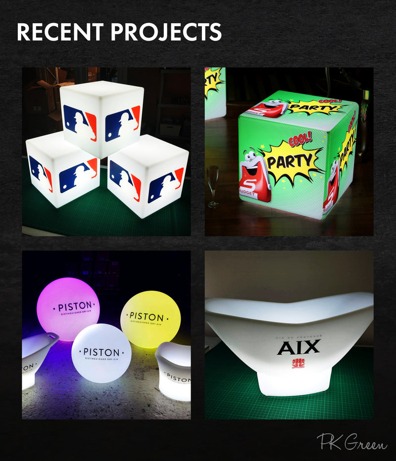 Bespoke Centerpieces for Launch Parties, Custom Lightboxes, Changeable Event Table Signs for Conferences, Display Booth Ideas, Cylinder Light Box LED