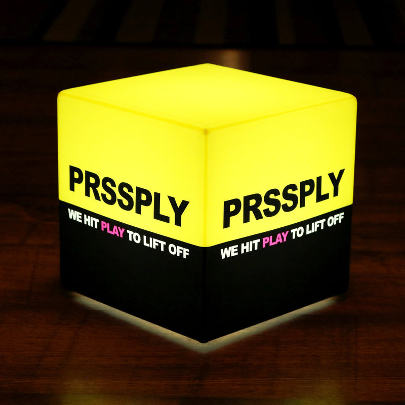 Branded Personalized Illuminated Sign Light Box, RGB Table Centre with Remote, Cube 20cm