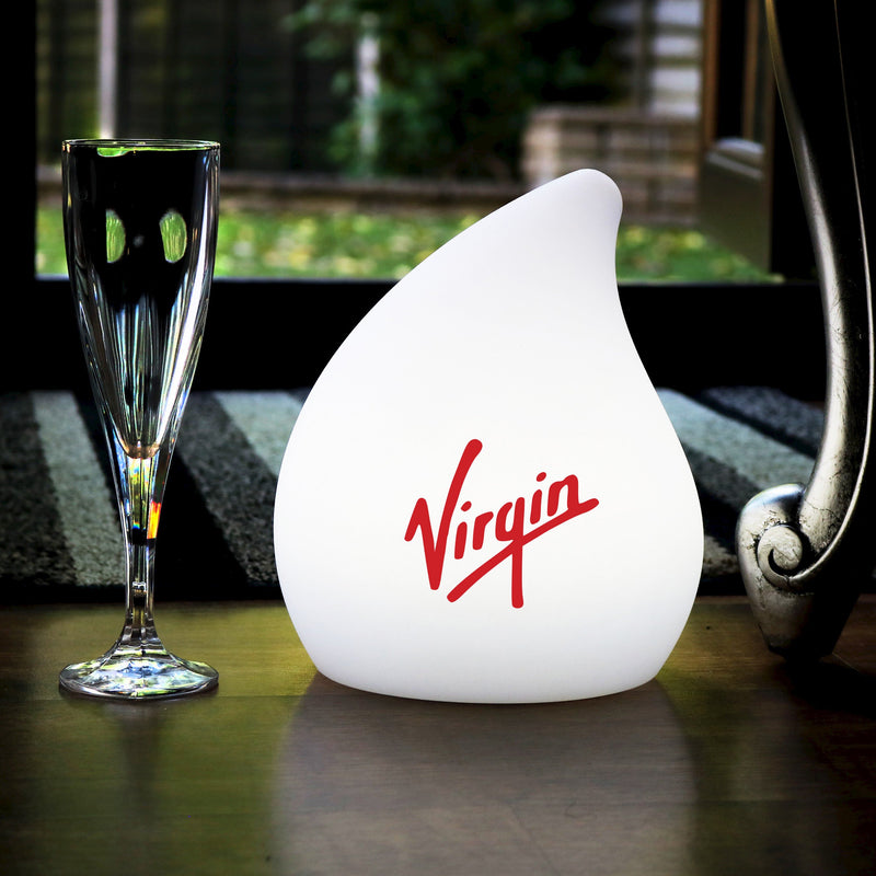 Personalised LED Table Centre Lamp, Customised Branded Display Sign Light with Printed Logo