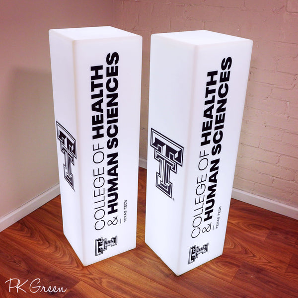 Expo Exhibition Logo Light Box Sign, Tall Illuminated Custom Branded Column Pillar Plinth Display for Corporate Event Signage, Conference Decor