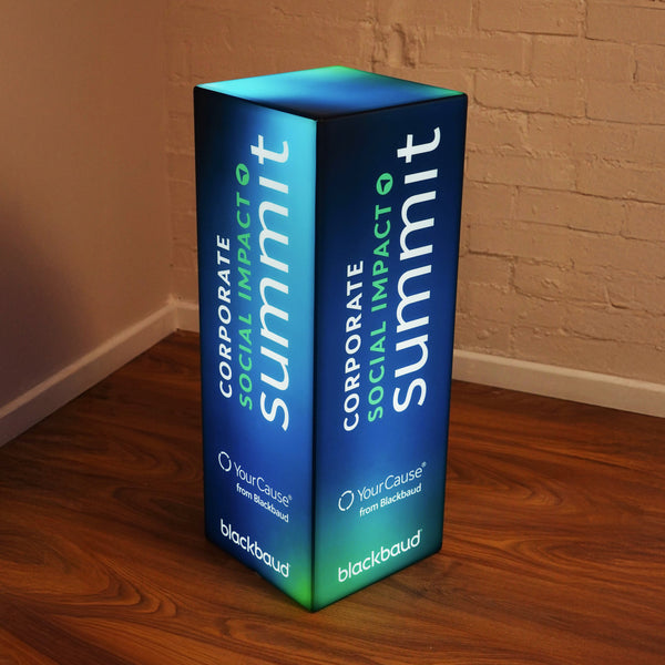 Custom LED Conference Corporate Event Lightbox, Customizable Plinth Column Pillar Light, Tall Free Standing Backlit Display Sign for Expo, Exhibition