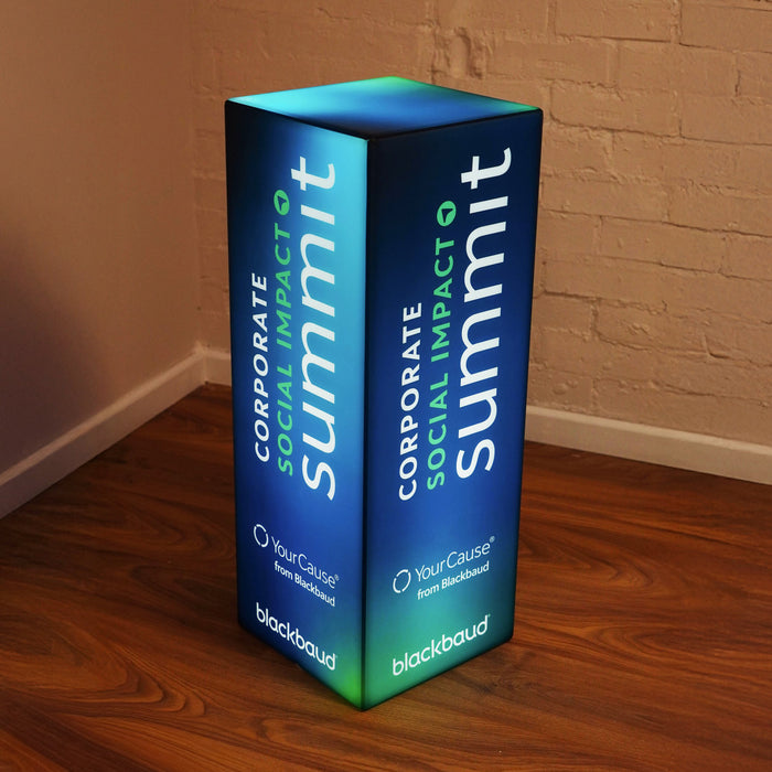 Custom LED Conference Corporate Event Lightbox, Customizable Plinth Column Pillar Light, Tall Free Standing Backlit Display Sign for Expo, Exhibition