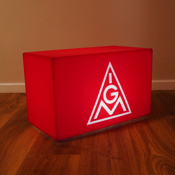 Branded Logo Light Box, Lighted LED Cube Seat Stool Bench Rectangle, Customizable Event Signage for Expo Booth, Conference, Corporate Event