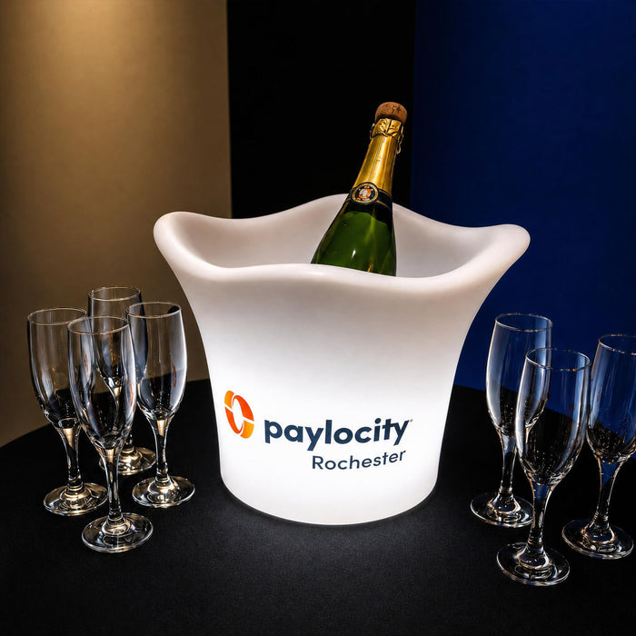Personalized LED Ice Bucket, Custom Branded Illuminated Lightbox, Wine Champagne Cooler with Logo