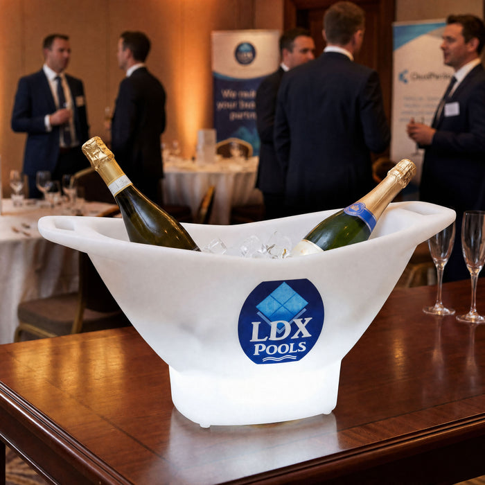 Customized Large LED Ice Bucket, Personalized Champagne Wine Drinks Cooler, Logo Sign Light Box