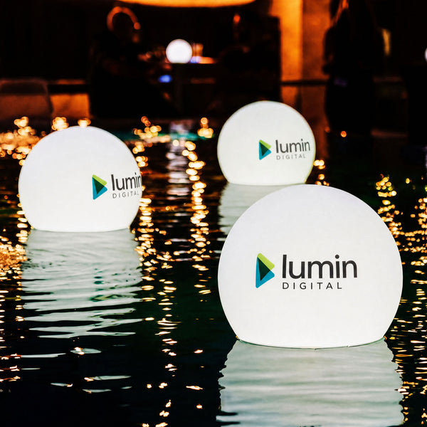 Personalized Branded LED Floating Light for Pool Pond, Custom Printed Illuminated Display Sign