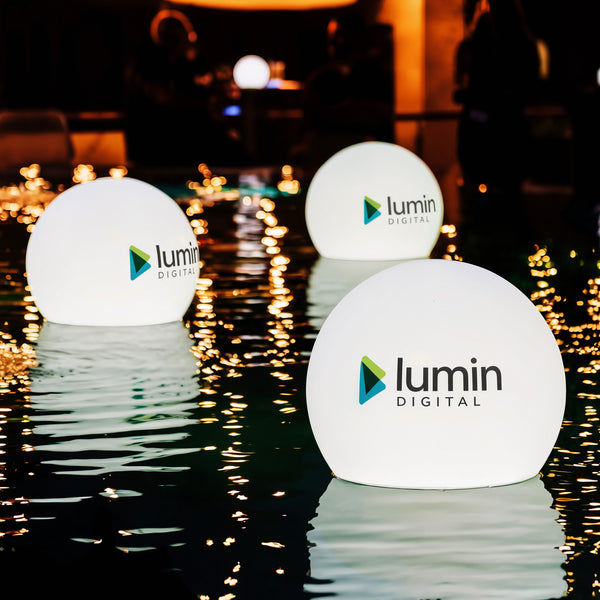 Personalized Branded LED Floating Light for Pool Pond, Custom Printed Illuminated Display Sign