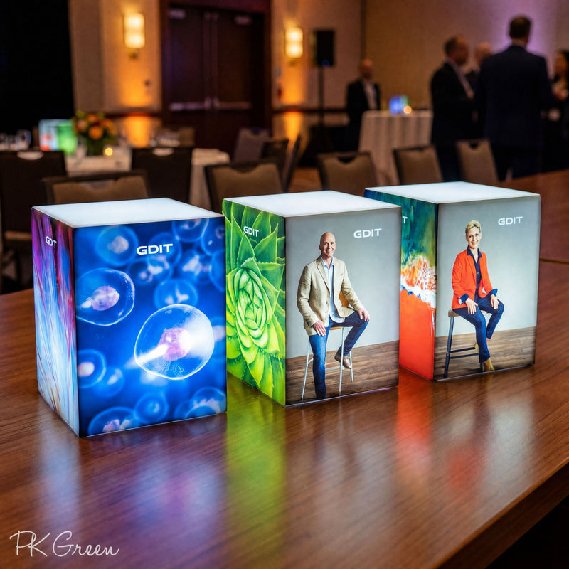 Custom Branded LED Table Center Lightbox, Personalized Illuminated