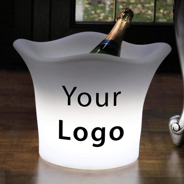 Branded Logo Ice Bucket, Light Up Wine Champagne Cooler, Unique Custom Corporate LED Table Centerpiece Light Box Sign for Conference, Business Event