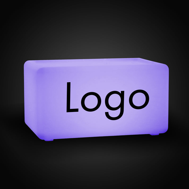 LED Light Box with Logo, Branded Furniture Seating Bench Stool, Custom Display Sign for Corporate Event Decor, Conference, Launch Party, Expo Stand