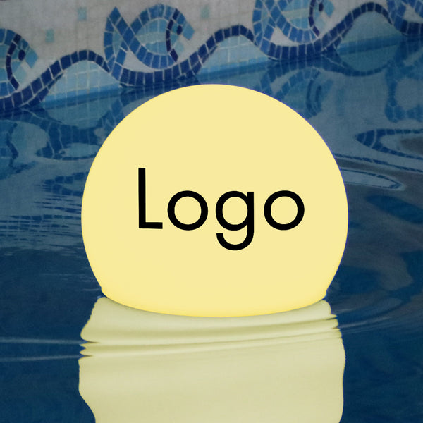 Custom Floating Pool Light with Logo, Branded Lighted Pool Float for Corporate Event, Round Globe LED Lightbox for Conference, Business Event Signage