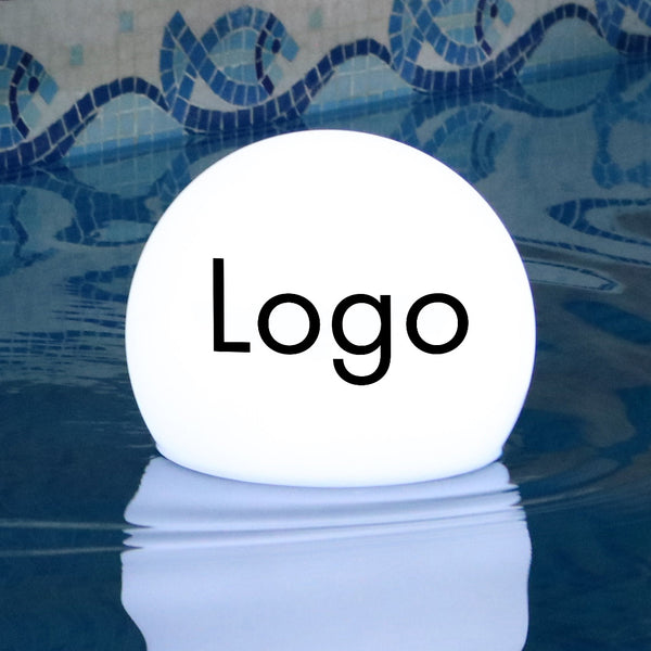 Custom Floating Pool Light with Logo, Branded Lighted Pool Float for Corporate Event, Round Globe LED Lightbox for Conference, Business Event Signage