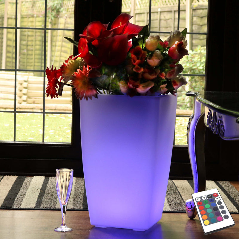 Illuminated LED Floor Vase, Outdoor Garden Planter Pot, 50cm Tall