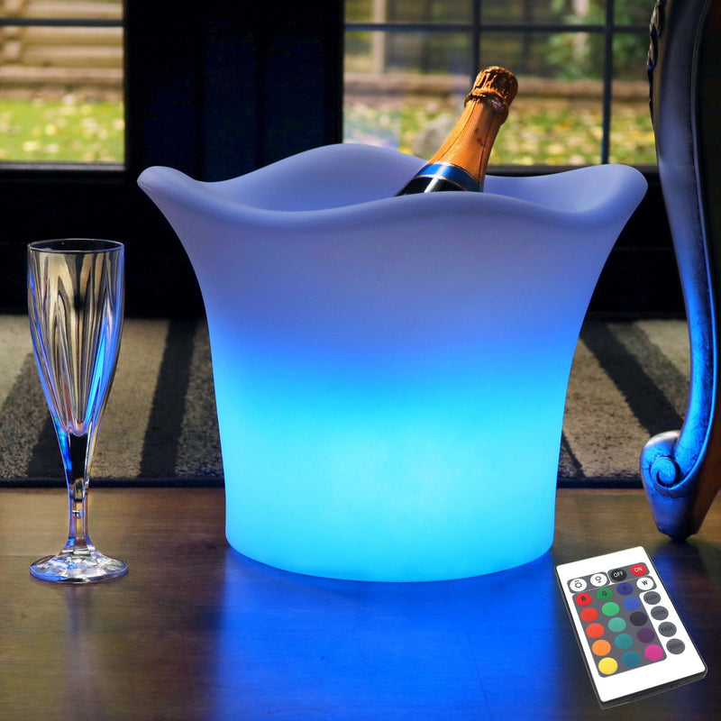 Illuminated LED Ice Bucket with Remote, Cordless, Outdoor