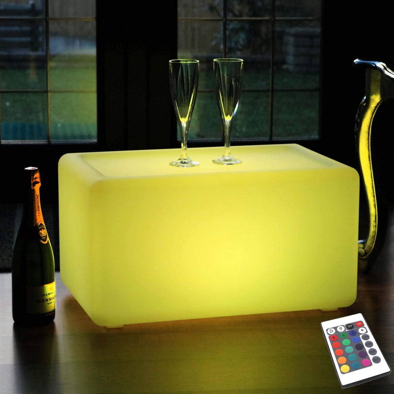 Wireless Illuminated LED Bench Seat Stool, Multi Color Outdoor Mood Light Floor Lamp Furniture