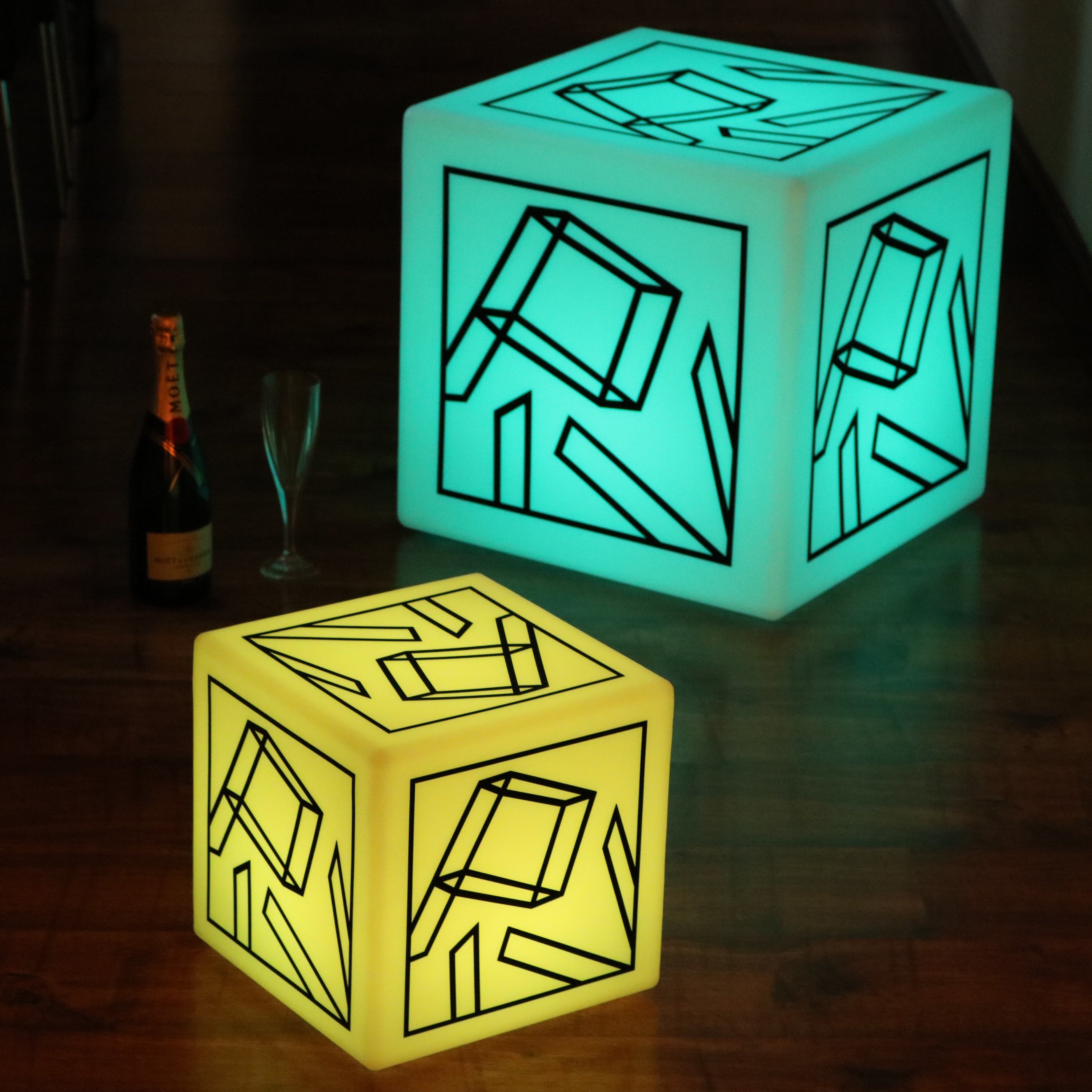 Custom Logo Light Box Glow Cube, Multicolor Square LED RGB Wireless Il ...