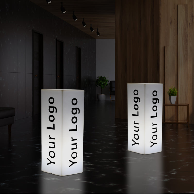 Custom LED Conference Corporate Event Lightbox, Customizable Plinth Column Pillar Light, Tall Free Standing Backlit Display Sign for Expo, Exhibition