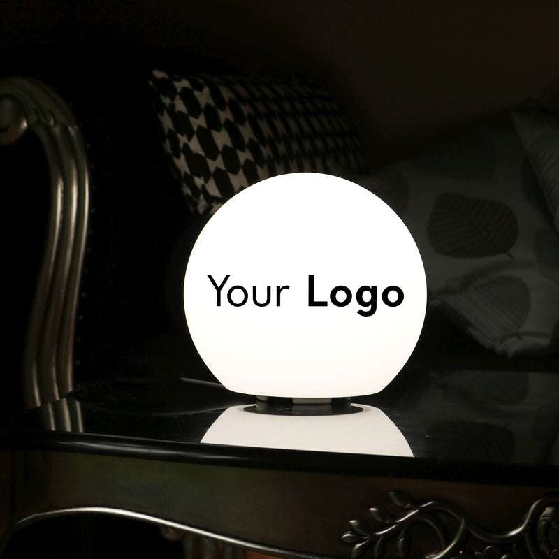 Personalised LED Table Centre Lamp, Custom Printed Promotional Logo Light Box, 15cm Sphere