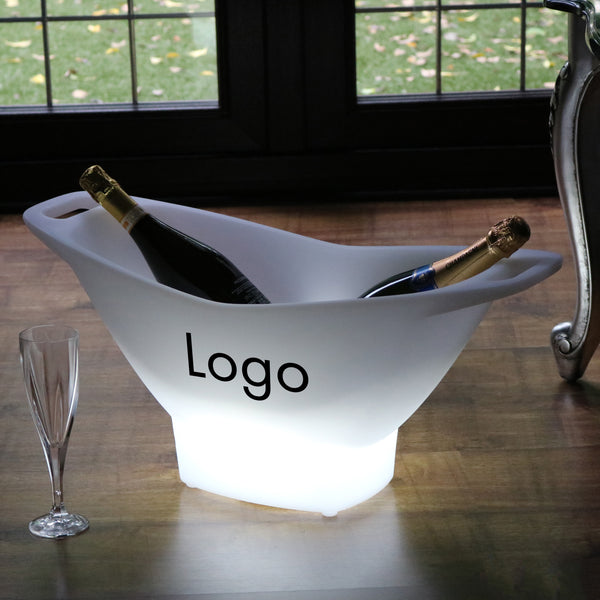 Custom Ice Bucket Champagne Holder Wine Chiller, LED Logo Lightbox, Branded Corporate Event Conference Table Decoration Centerpiece