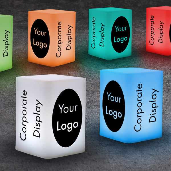 Tabletop Signs for Events and Conferences, Outdoor Light Boxes, Reusable Custom Centerpieces for Corporate Event, Table Decorations, LED Totem Cube