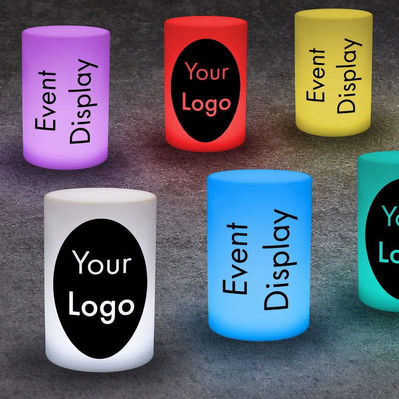 Bespoke Centerpieces for Launch Parties, Custom Lightboxes, Changeable Event Table Signs for Conferences, Display Booth Ideas, Cylinder Light Box LED