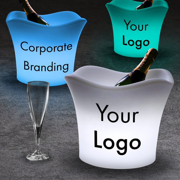 Business Table Signs for Exhibitions, Illuminated Sign Boxes, Event Branding for Conferences, Counter Top Sign, LED Color Changing Ice Bucket