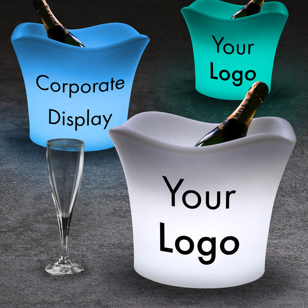 Corporate Centerpieces for Corporate Events, Graphic Light Boxes, Counter Top Signs for Conventions, Tabletop Sign, Color Changing LED Ice Bucket