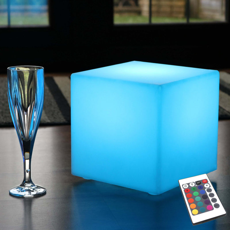 Light Up LED Cube 20cm, Cordless RGB Table Lamp with Remote