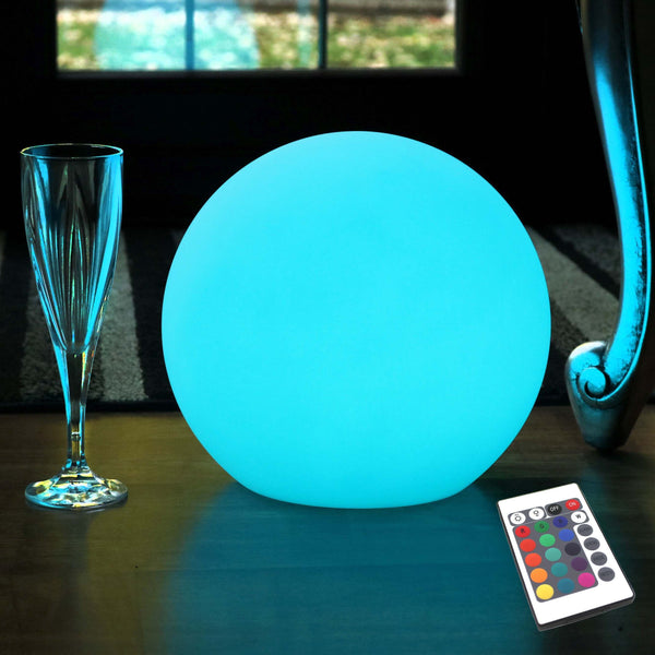 Round Cordless Bedside Lamp, Multicolor LED Ambient Mood Light, 20cm
