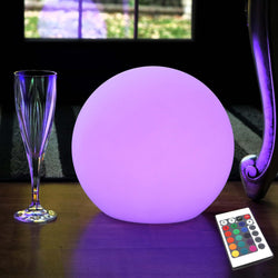 Rechargeable Table Lamp, Dimmable LED Ball with Remote, 25cm