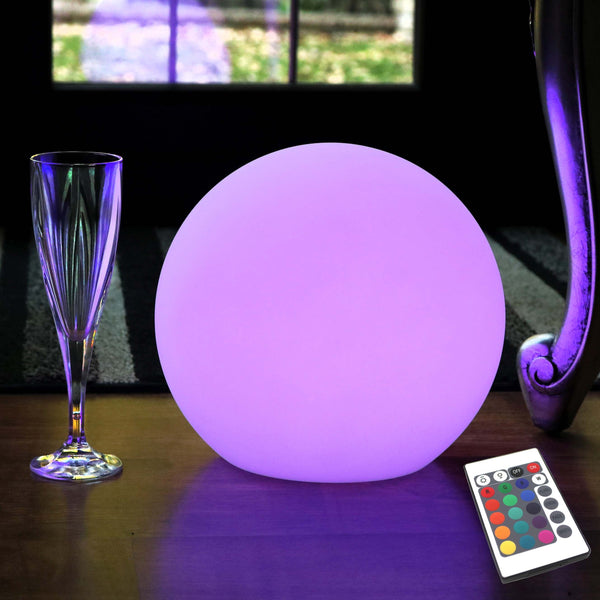 Rechargeable Table Lamp, Dimmable LED Ball with Remote, 25cm