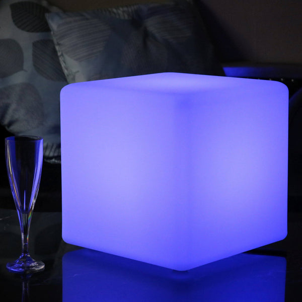 Wireless Table Lamp, Illuminated LED Cube 30cm, Outdoor Garden Light