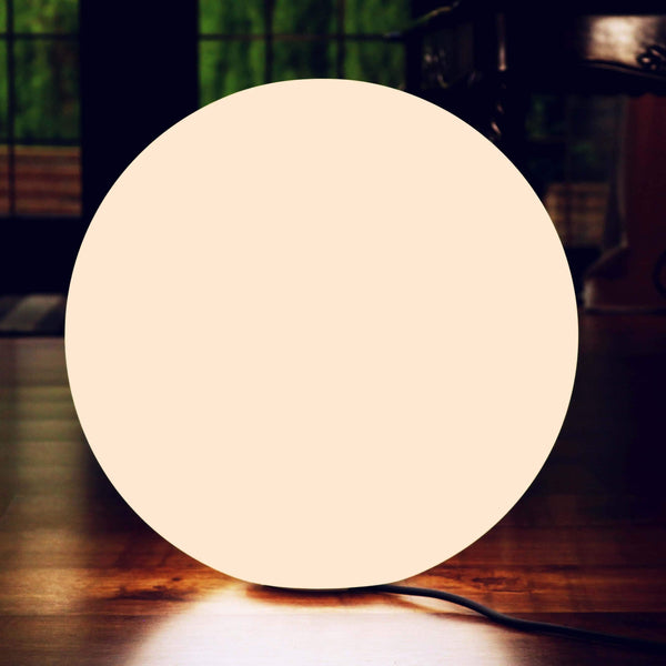 Modern LED Floor Lamp, Warm White E27 Bulb, Large 50cm Illuminated Sphere Ball Globe Light