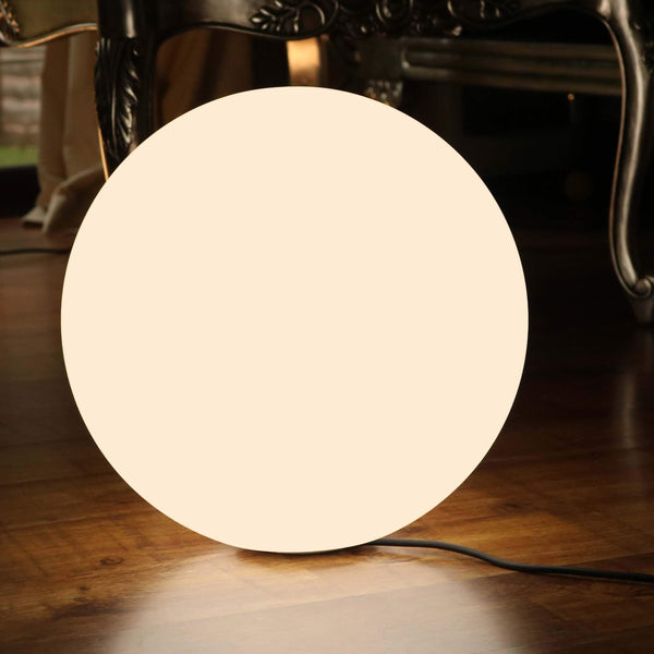 Large Circular E27 Floor Lamp, 60cm Modern LED Ball Sphere Orb Light for Living Room, Warm White
