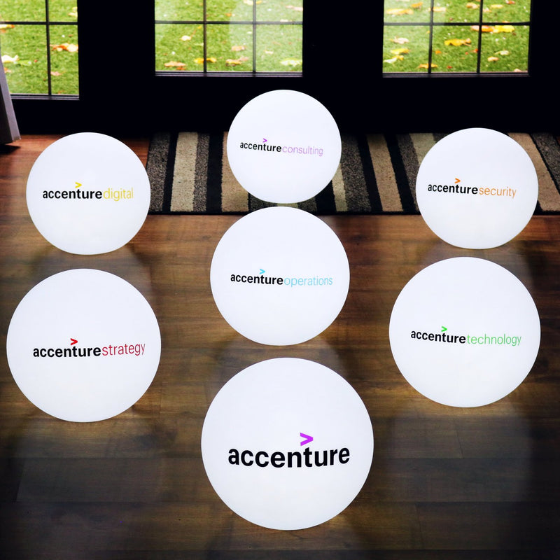 Branded Round LED Logo Lightbox, Customized Sphere Globe Floor Lamp, Illuminated Freestanding Lighted Display Signage for Corporate Event