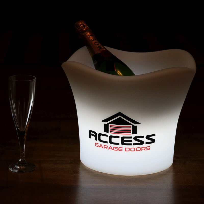 Branded Logo Ice Bucket, Light Up Wine Champagne Cooler, Unique Custom Corporate LED Table Centerpiece Light Box Sign for Conference, Business Event