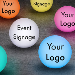 Corporate Event Centerpieces for Conferences, Lightboxes with Logo, Event Booth Signs for Corporate Events, Event Sponsor Signage, LED Orb Ball Lamp