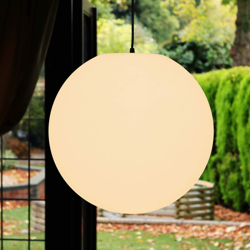 Large Round LED Ceiling Pendant Light, 60cm E27 Globe Orb Hanging Lamp, Warm White E27 Bulb