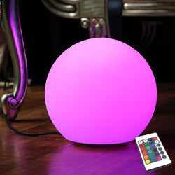 Table Lamp Mains Powered, 30cm Multicolor LED Sphere with Remote
