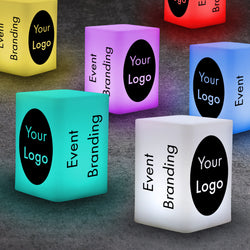 Modern Centerpieces for Corporate Dinner, Logo Lightboxes, Corporate Event Decor for Conference Booths, LED Event Signage, Cube Table Talker