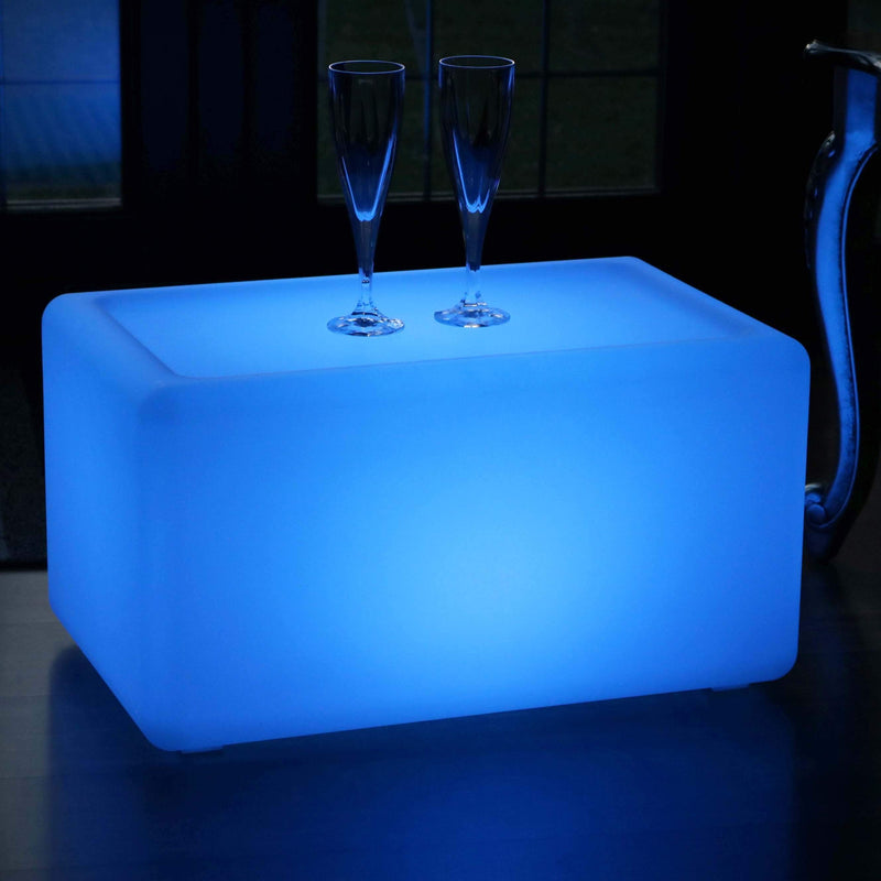 Wireless Illuminated LED Bench Seat Stool, Multi Color Outdoor Mood Light Floor Lamp Furniture