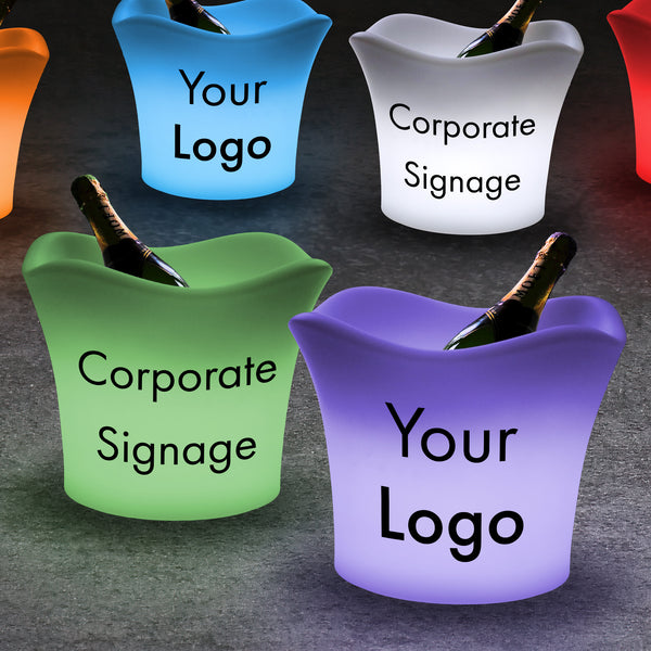 Lighted Table Decor for Launch Parties, Bespoke Lightbox, Logo Centerpieces for Brand Launch Parties, Conference Branding, Light Up Bucket Ice