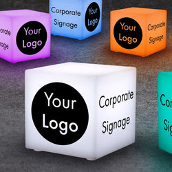 Signs for Conference Rooms and Exhibition Booths, Custom Lighted Signs, Trade Show Booth Ideas for Expo, Event Sign Displays, Glowing LED Seat Cube