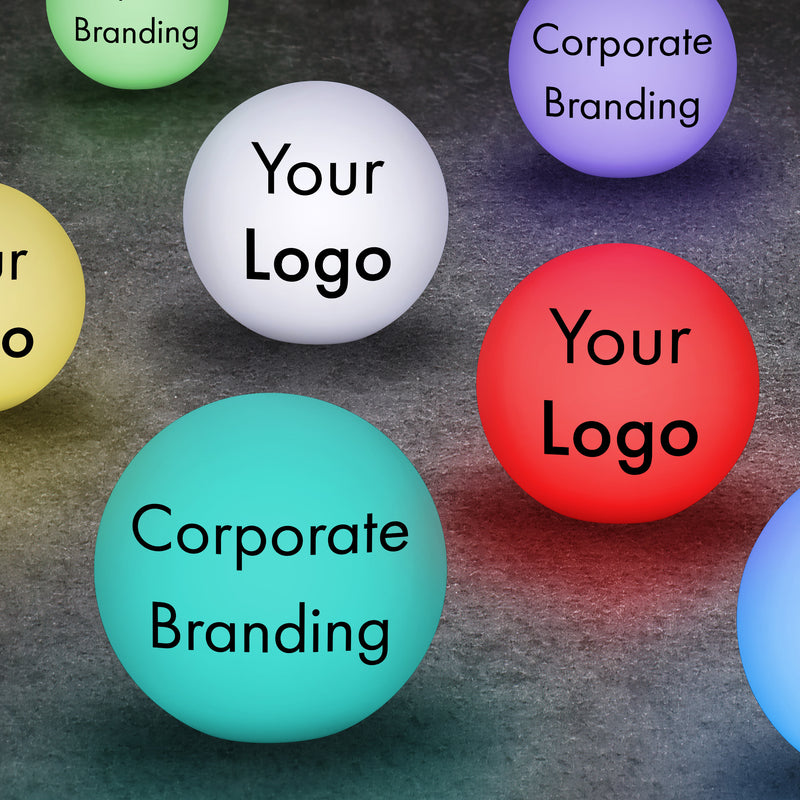 Sponsor Table Signs for Conference Booths, Illuminated Display Boxes, Branded Corporate Event Centerpieces, Convention Booth Idea, Sphere Globe Light