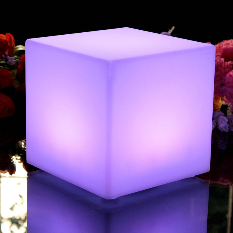 Light Up LED Cube 20cm, Cordless RGB Table Lamp with Remote