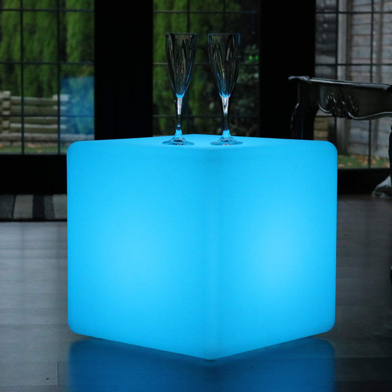 LED Cube 40cm, Luminous Stool Seat, Cordless Floor Lamp Living Room