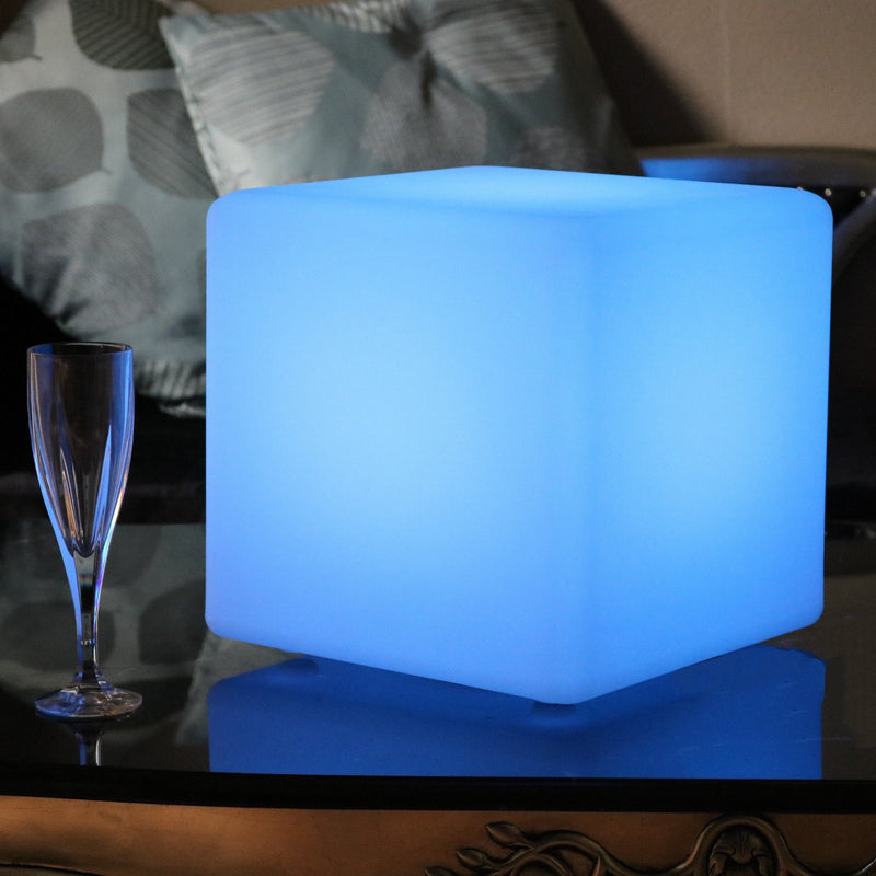 Wireless Table Lamp, Illuminated LED Cube 30cm, Outdoor Garden Light