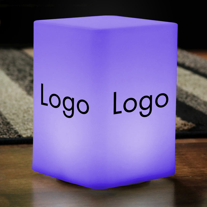 Custom Light Box, Branded Logo Corporate Centerpiece for Conference, Business Event Decor, Light Up Customizable Cube Display Block Totem Sign