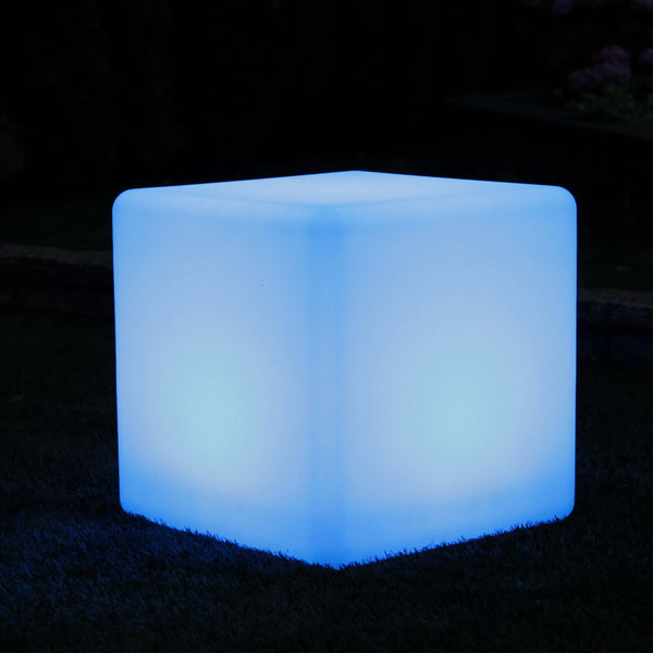 Outdoor LED Cube 40cm, Light Up Stool, Waterproof Garden Floor Lamp